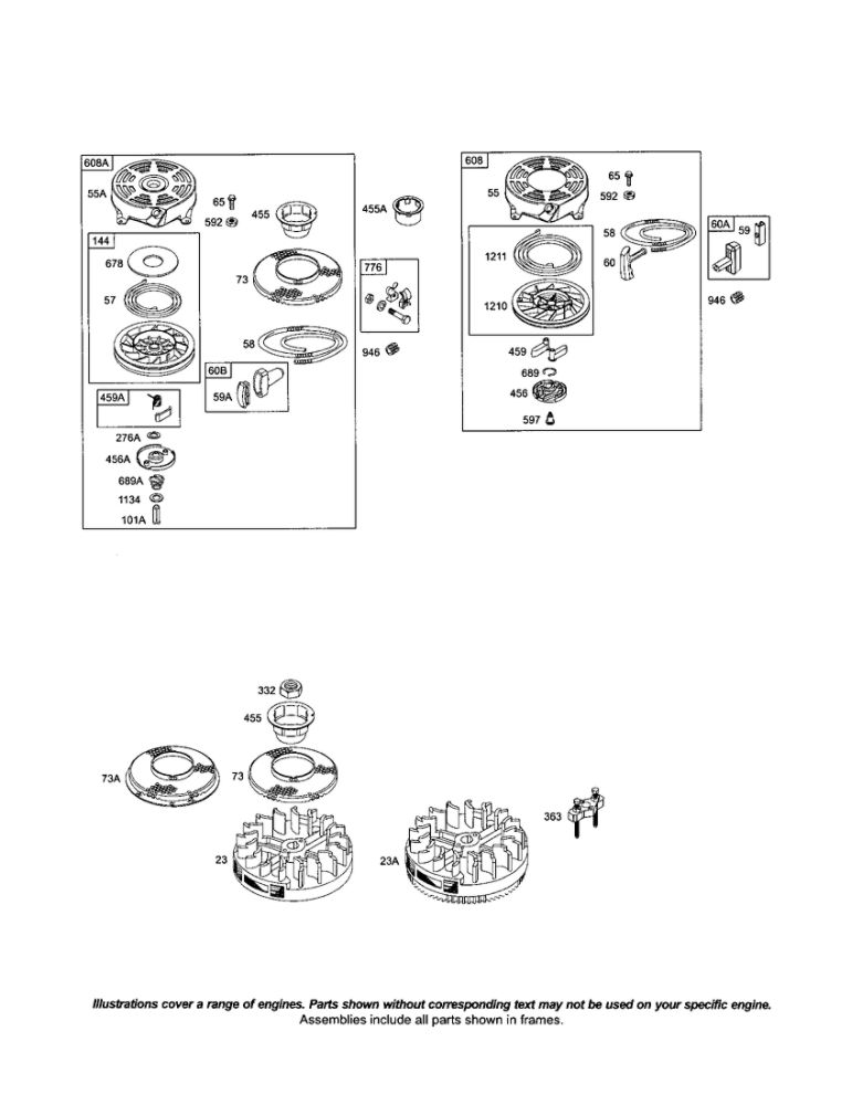 Starter-Rewind Diagram and Parts List for 12J800-1738-A1  Briggs and Stratton Engine